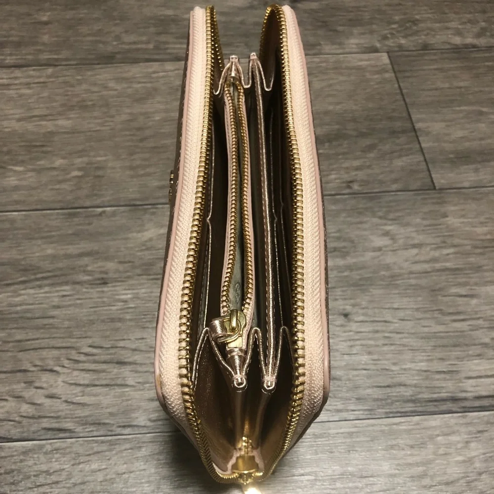 Tory Burch Marion Embossed Rose Gold Wallet